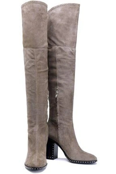 Shop Sigerson Morrison Woman Mars Studded Thigh Boots Taupe