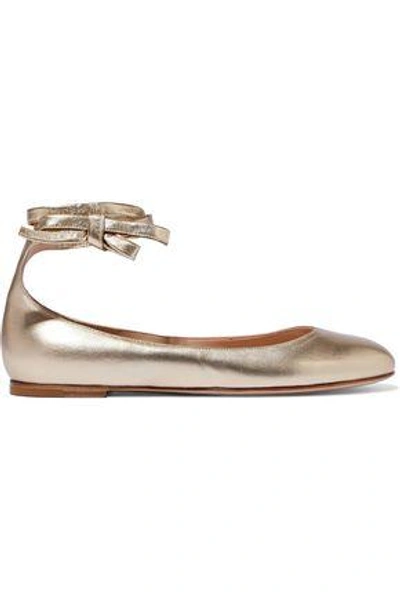 Shop Gianvito Rossi Metallic Leather Ballet Flats In Gold