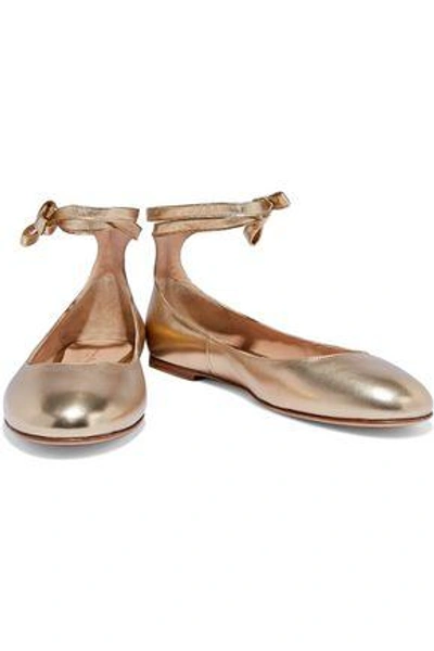 Shop Gianvito Rossi Metallic Leather Ballet Flats In Gold