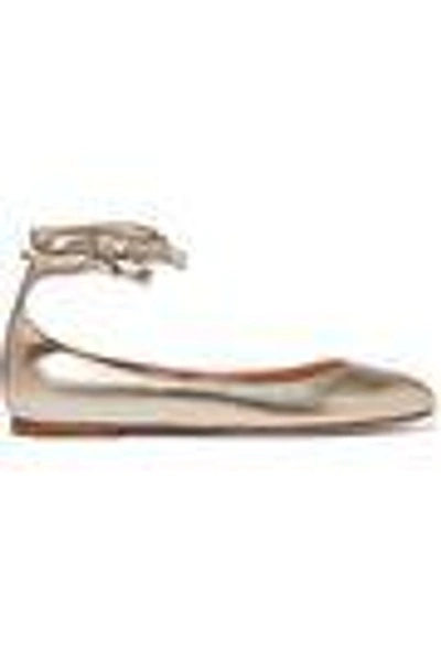 Shop Gianvito Rossi Metallic Leather Ballet Flats In Gold