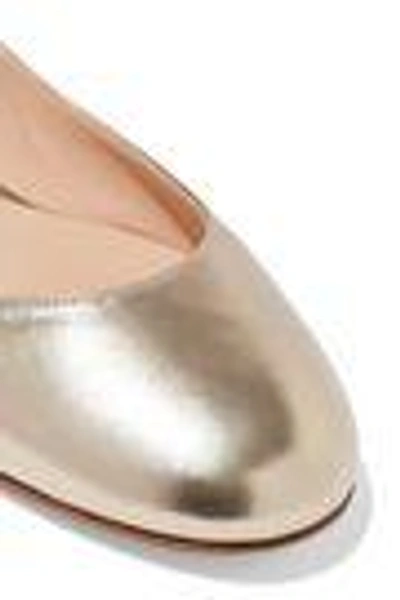 Shop Gianvito Rossi Metallic Leather Ballet Flats In Gold
