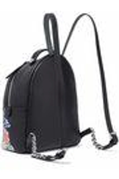 Shop Fendi Woman Floral-print Leather Backpack Black