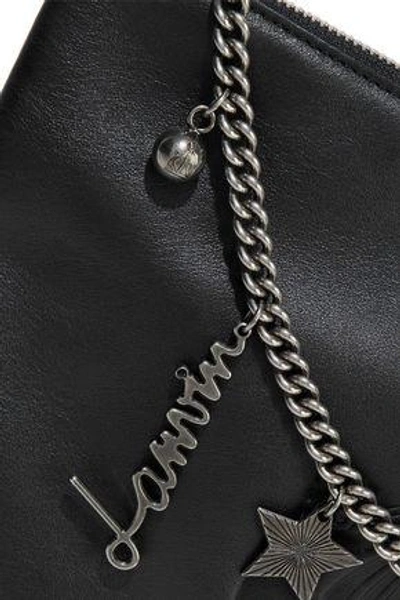 Shop Lanvin Woman Embellished Embossed Leather Clutch Black