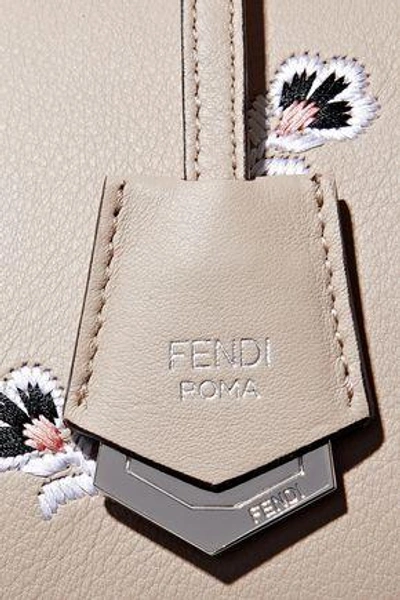 Shop Fendi Woman By The Way Medium Embroidered Leather Tote Beige