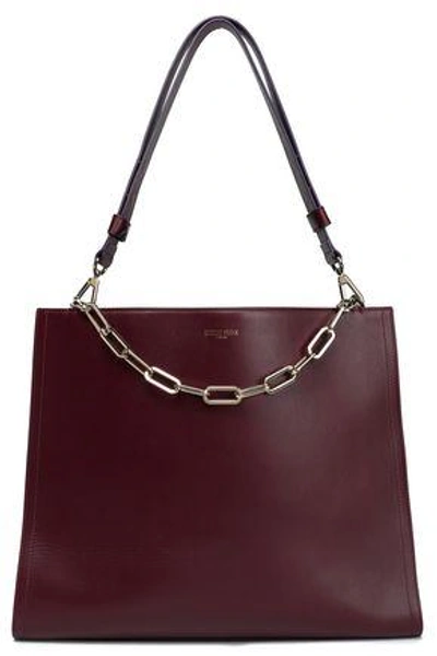 Shop Emilio Pucci Woman Chain-trimmed Leather Shoulder Bag Burgundy