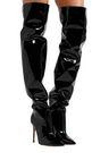 Shop Gianvito Rossi Woman Rennes 100 Patent-leather Over-the-knee Boots Black