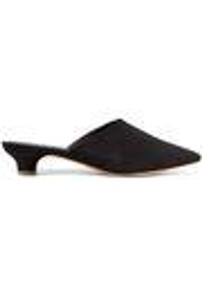 Shop Mansur Gavriel Woman Elegant Suede Mules Black