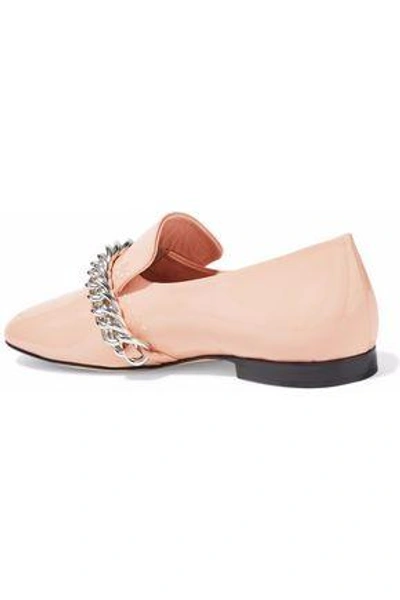 Shop Christopher Kane Chain-trimmed Patent-leather Slippers In Blush