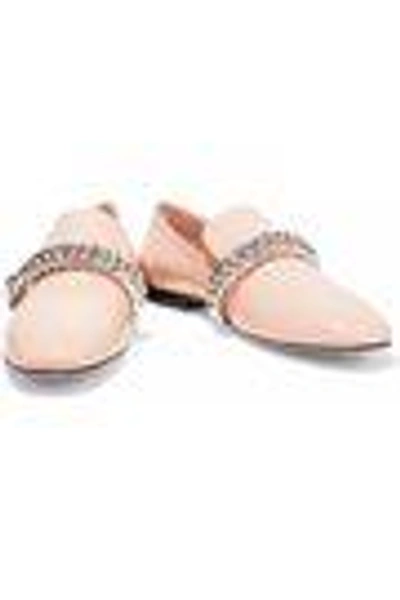 Shop Christopher Kane Chain-trimmed Patent-leather Slippers In Blush