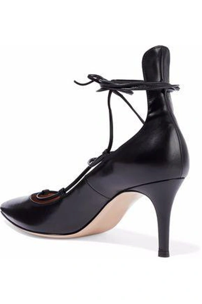 Shop Gianvito Rossi Woman Lexi Lace-up Leather Pumps Black