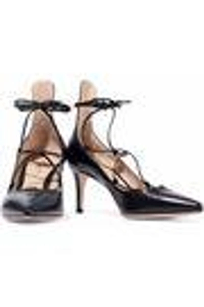 Shop Gianvito Rossi Woman Lexi Lace-up Leather Pumps Black