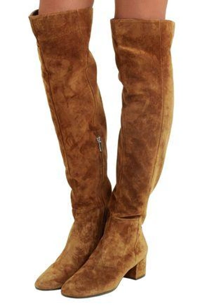 Shop Gianvito Rossi Suede Over-the-knee Boots In Light Brown