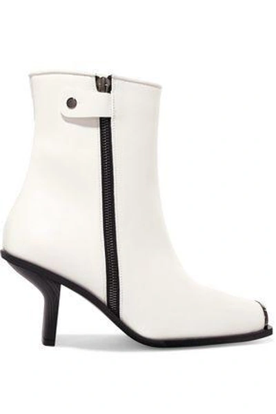 Shop Stella Mccartney Woman Faux Leather Ankle Boots White