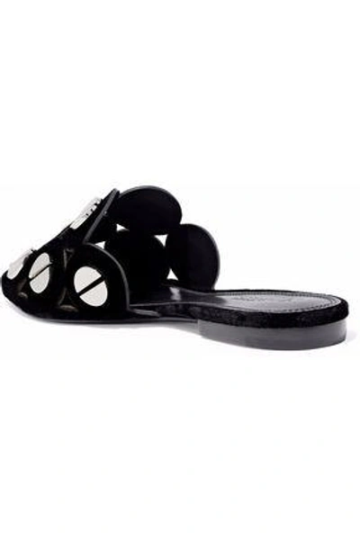 Shop Mercedes Castillo Woman Kris Cutout Studded Velvet Slippers Black