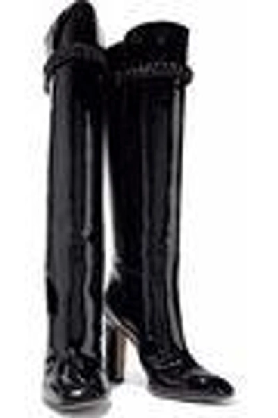 Shop Valentino Woman Patent-leather Knee Boots Black