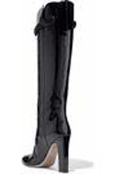 Shop Valentino Woman Patent-leather Knee Boots Black