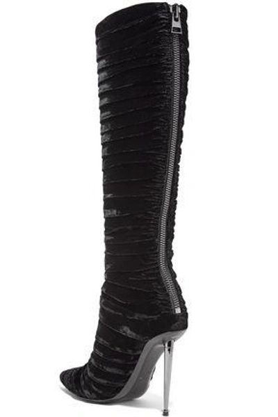 Shop Tom Ford Woman Ruched Velvet Knee Boots Black