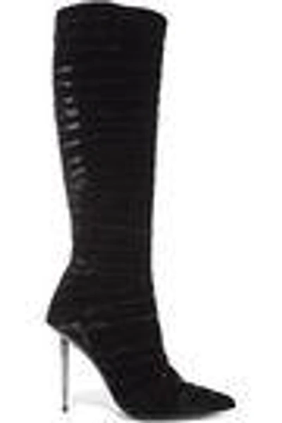 Shop Tom Ford Woman Ruched Velvet Knee Boots Black