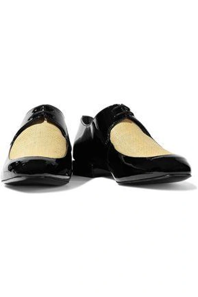Shop 3.1 Phillip Lim Louie Woven-paneled Patent-leather Brogues In Black