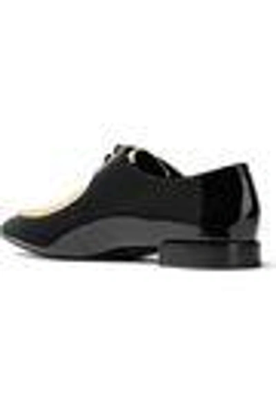 Shop 3.1 Phillip Lim / フィリップ リム Louie Woven-paneled Patent-leather Brogues In Black