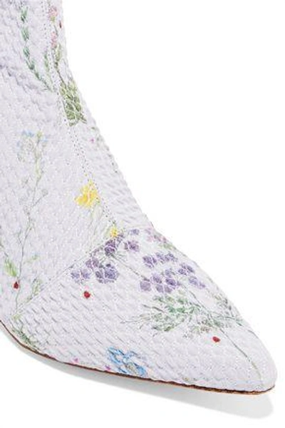 Shop Altuzarra Woman Elliot Floral-print Matelassé Ankle Boots Light Gray