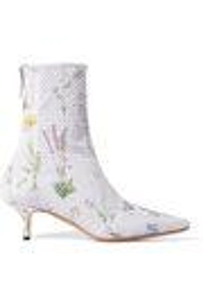 Shop Altuzarra Woman Elliot Floral-print Matelassé Ankle Boots Light Gray