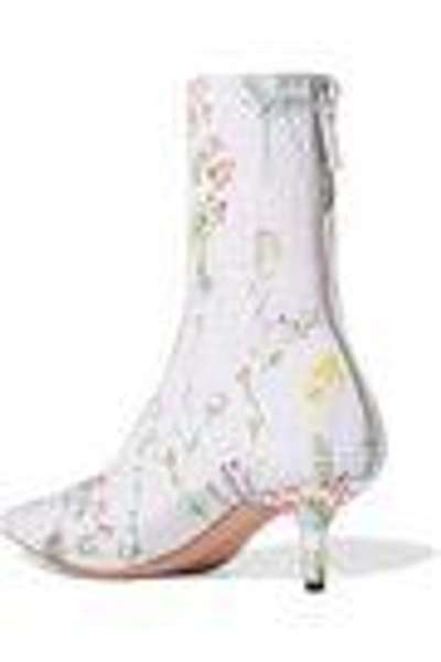 Shop Altuzarra Woman Elliot Floral-print Matelassé Ankle Boots Light Gray