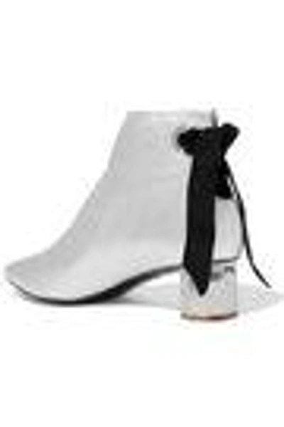 Shop Proenza Schouler Woman Suede-trimmed Metallic Textured-leather Ankle Boots Silver