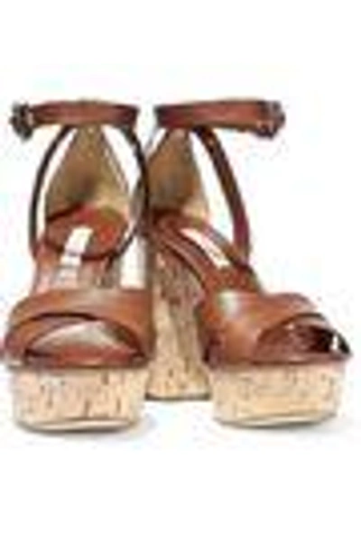 Shop Casadei Woman Ranger Leather Platform Sandals Brown