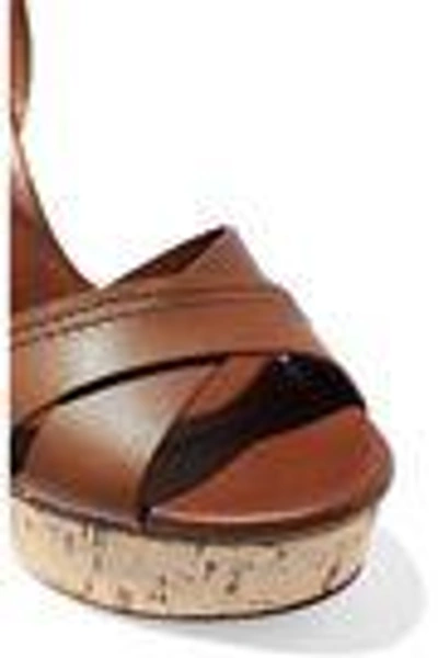 Shop Casadei Woman Ranger Leather Platform Sandals Brown
