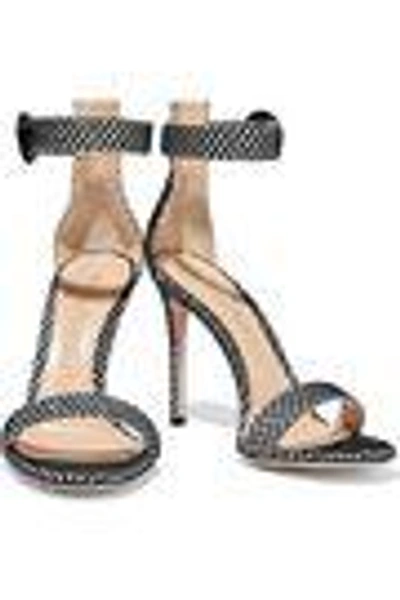 Shop Gianvito Rossi Woman Portofino 105 Glittered Snake-effect Leather Sandals Silver