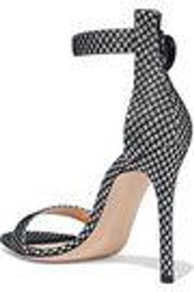 Shop Gianvito Rossi Woman Portofino 105 Glittered Snake-effect Leather Sandals Silver