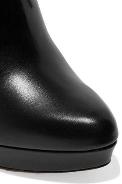 Shop Alexander Mcqueen Woman Eyelet-embellished Leather Platform Ankle Boots Black