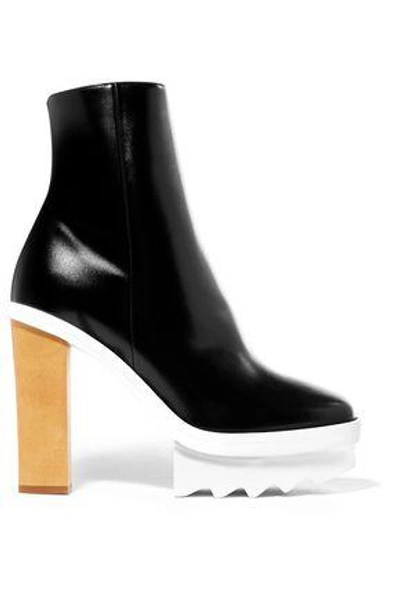 Shop Stella Mccartney Woman Faux Leather Platform Ankle Boots Black