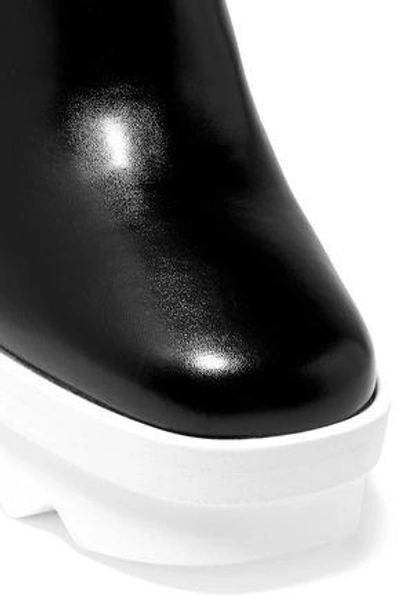 Shop Stella Mccartney Woman Faux Leather Platform Ankle Boots Black