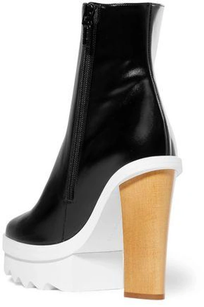 Shop Stella Mccartney Woman Faux Leather Platform Ankle Boots Black