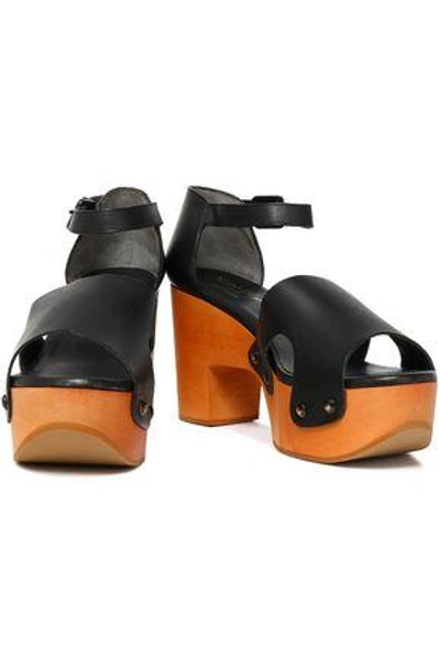 Shop Robert Clergerie Cevina Leather Platform Sandals In Black