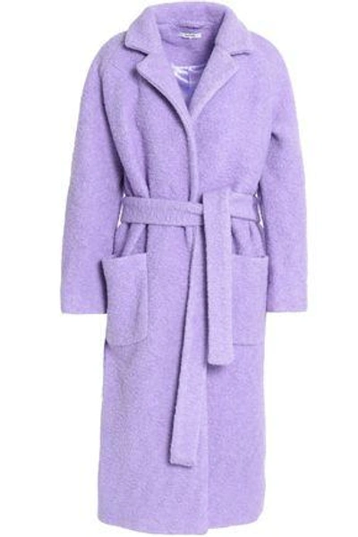 Shop Ganni Woman Fenn Wool-blend Bouclé Coat Lavender