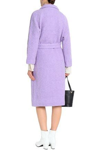 Shop Ganni Woman Fenn Wool-blend Bouclé Coat Lavender