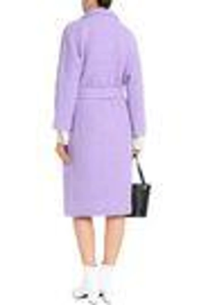 Shop Ganni Woman Fenn Wool-blend Bouclé Coat Lavender