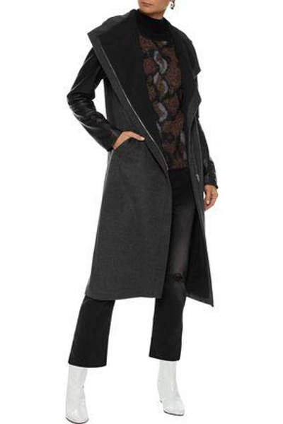 Shop Veda Woman Cadillac Leather-paneled Wool-blend Coat Anthracite