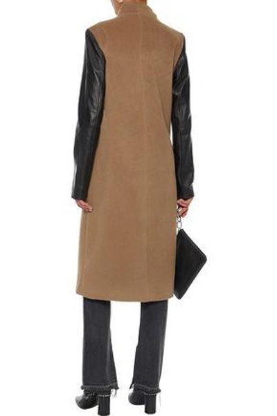 Shop Veda Woman Cadillac Leather-paneled Wool-blend Coat Camel