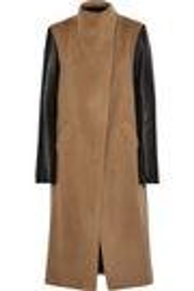 Shop Veda Woman Cadillac Leather-paneled Wool-blend Coat Camel