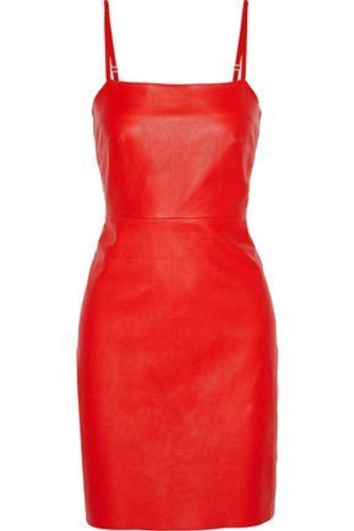 Shop Veda Woman Leather Mini Dress Red