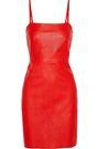 Shop Veda Woman Leather Mini Dress Red