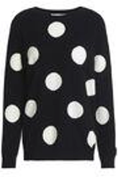 Shop Chinti & Parker Polka-dot Wool And Cashmere-blend Sweater In Black