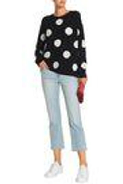 Shop Chinti & Parker Polka-dot Wool And Cashmere-blend Sweater In Black