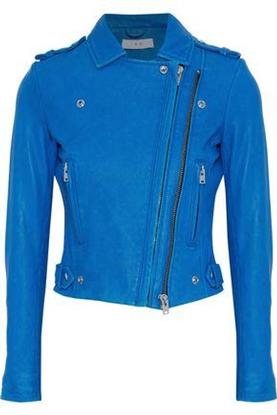 Shop Iro Woman Luigaspe Leather Biker Jacket Bright Blue