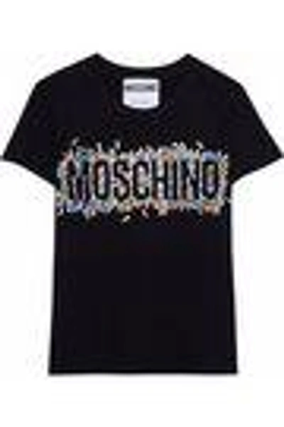 Shop Moschino Woman Printed Cotton-jersey T-shirt Black
