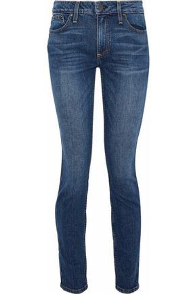 Shop Alice And Olivia Alice + Olivia Woman Good Studded Mid-rise Skinny Jeans Mid Denim